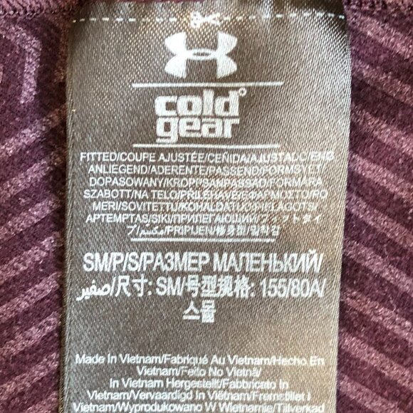 Under Armour Coldgear Fitted Running Long Sleeve Hoodie Top in Maroon Size S - Picture 8 of 14